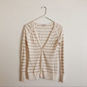 Banana Republic cream and gold striped cardigan